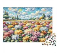 Chrysanthemum Puzzle for Adults & Age 14 Up: Mixed Flowers in Village Field Fun Present & Activity for Home Gift 52x38cm/1000pcs