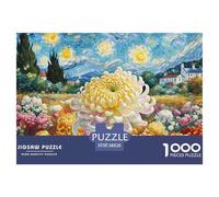 Chrysanthemum 。 Puzzle - Fully Interlocking & Randomly Shaped 1000 Piece 。 Puzzles Age 12+ for Adults - Durable Adult 。 Puzzles for The Whole Family 38x26cm/1000pcs