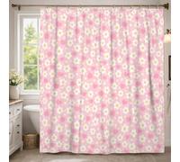 Chrysanthemum Shower Curtain, Spring Playful Heart Dot Spring Peach Washable with Hooks Toile Cloth Shower Curtains for Bathroom Bathtub Apartment Decor 54x78 Inch