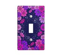 Chrysanthemum Single Light Switch Cover Plate, Floral Fanciful Bubble Petal Spring Violet Plastic Standard Size Switch Plate Decorative for Home Living Room New Apartment Decor (Single)