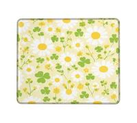 Chrysanthemum Small Mouse Pad, Spring Floral Shamrock Flower Spring Yellow Square Rubber Smooth Aesthetic Desk Mousepads Accessories for Office Home Computer Laptop Square 8x10 Inch