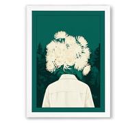 Chrysanthemum Soul Surrealism Framed Wall Art Print A3 (42×29.7cm) White, Wall Decor for Living Room, Bedroom, Office & Home, Ready to Hang, Art Gift