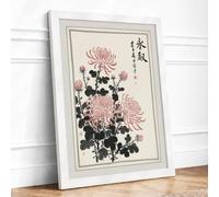 Chrysanthemum Study Japandi Framed Wall Art Print A3 (42×29.7cm) White, Wall Decor for Living Room, Bedroom, Office & Home, Ready to Hang, Art Gift