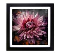 Chrysanthemum Surrealism Framed Print | 18x18 Inch Black Framed Wall Art | Ready to Hang | Surrealist Floral Picture | Living Room Bedroom Lounge Office