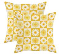 Chrysanthemum Throw Pillow Covers Set of 2, Spring Joyful Yellow White Spring Yellow with Hidden Zipper Cushion Covers Pillow for Living Room Bedroom Loft Office Car Decor 20x20 Inch
