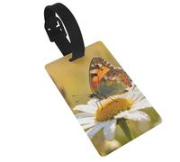 Chrysanthemums and Butterflies Luggage Tags for Suitcases - Durable PVC ID Tags with Detachable Straps for Travel, Backpack, Golf Bag, Anti-Loss
