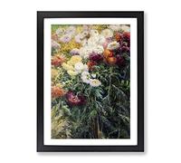 Chrysanthemums By Gustave Caillebotte Classic Painting Framed Print | A4 Black Framed Wall Art | Ready to Hang | Classic Historical Picture | Living Room Bedroom Lounge Office