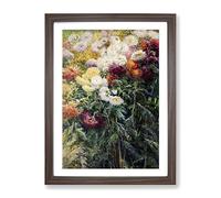Chrysanthemums By Gustave Caillebotte Classic Painting Framed Print | A4 Walnut Framed Wall Art | Ready to Hang | Classic Historical Picture | Living Room Bedroom Lounge Office