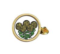 Chrysanthemums Flowers Gold Plated Domed Lapel Pin Badge