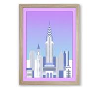 Chrysler Building at Dawn Minimalist Framed Wall Art Print A3 (42×29.7cm) Oak, Wall Decor for Living Room, Bedroom, Office & Home, Ready to Hang, Art Gift