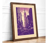 Chrysler Building Avenue Vintage Framed Wall Art Print A1 Walnut | Ready to Hang, Premium Gi Paper, Fade-Resistant Inks, Securely Packaged, UK Made