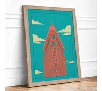 Chrysler Building Icon Art Deco Framed Wall Art Print A2 Oak | Ready to Hang, Premium Gi Paper, Fade-Resistant Inks, Securely Packaged, UK Made