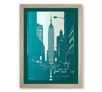 Chrysler Building Rising Retro Framed Wall Art Print A4 (29.7×21cm) Oak, Wall Decor for Living Room, Bedroom, Office & Home, Ready to Hang, Art Gift