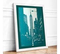 Chrysler Building Rising Retro Framed Wall Art Print A4 White | Ready to Hang, Premium Gi Paper, Fade-Resistant Inks, Securely Packaged, UK Made