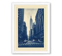 Chrysler Building Street Art Deco Framed Wall Art Print A2 (59.4×42cm) White, Wall Decor for Living Room, Bedroom, Office & Home, Ready to Hang, Art Gift