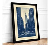 Chrysler Building Street Art Deco Framed Wall Art Print A2 Black | Ready to Hang, Premium Gi Paper, Fade-Resistant Inks, Securely Packaged, UK Made
