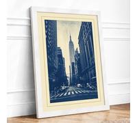 Chrysler Building Street Art Deco Framed Wall Art Print A2 White | Ready to Hang, Premium Gi Paper, Fade-Resistant Inks, Securely Packaged, UK Made