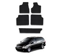 Chrysler Grand Voyager (2001-2008) Car Mats Accessories Tailored Fit Carpet Floor Mats Non Slip Black Trim Full Coverage Compatible Accessory Front Rear Set Anti Slip Granulated Backing Clips