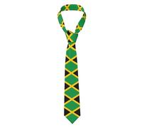 CHRYSM Classic Men'S Silk Tie Necktie Woven Jacquard Neck Ties Solid Satin Mens Ties Formal,Flag Of Jamaica, Black, One Size