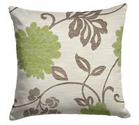 Chrystie Cushion Cover, Chenille Floral Cushion, Exclusive Ideal Textiles Design, Pillow Covers, 18" x 18", 45cm x 45cm (Green)
