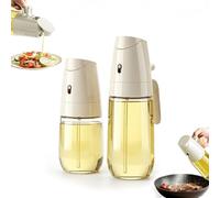 CHSEEO 2pcs Olive Oil Sprayer Bottle for Cooking 300ml+500ml - 2-in-1 Spray & Pour, 304 Metal Filter Anti-Clog, 60°3D Atomizing Spray for Salad BBQ Steak Stir fry