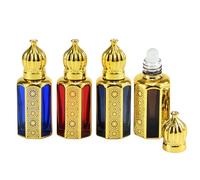 CHSEEO 4 PCS Essential Oil Roller Bottles, 12ml/0.4oz Refillable Empty Vintage Roller Ball Bottles for Essential Oils, 4 Colors Rollerball Bottles Egyptian Arabic Style