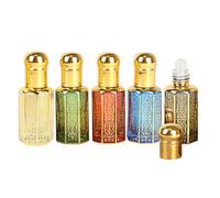CHSEEO 5 PCS Essential Oil Roller Bottles, 12ml/0.4oz Refillable Empty Vintage Roller Ball Bottle for Essential Oils, 5 Colors Rollerball Bottles Egyptian Arabic Style