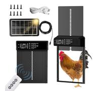 CHSEEO Automatic Chicken Coop Door Opener Solar Powered, Large for Run Chicken | LED Screen, Timer, Light Sensor, Manual & Remote Control, Anti-Pinch, Aluminum Alloy, Abnormally Open Close Auto Alarm