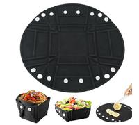 CHSEEO Collapsible Camping Bowl Salad Plate, Silicone Food Containers, Foldable Tableware Bowls, Plates & Food Mat for Camping Travel Home Use - Space Saving Folding Easy to Clean (Black)