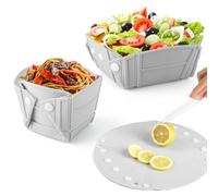 CHSEEO Collapsible Camping Bowl Salad Plate, Silicone Food Containers, Foldable Tableware Bowls, Plates & Food Mat for Camping Travel Home Use - Space Saving Folding Easy to Clean (Grey)
