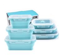 CHSEEO Collapsible Silicone Bowl, 3 Pcs Camping Fold Bowl Retractable Portable Water Storage Basin, Foldable Tableware Bowl for Camping Home & Travel - Space Saving Folding 350ml/500ml/800ml (Blue)