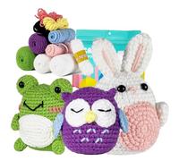 CHSEEO Crochet Kits for Beginners Adults, 3 PCS Animal Designs Beginners Crochet Kit with Friendly Video Tutorials, Suitable for Birthday, Thanksgiving, Christmas