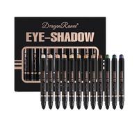 CHSEEO Dual-Ended Eyeshadow Stick 12 Colours Shimmer Cream Eye Shadow Set | High-Pigment Metallic Glitter Eyeliner Crayon, Built-in Smudger, All-Day Transfer-Proof Colourful Highlighter Makeup