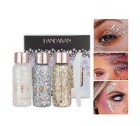 CHSEEO Face Body Shiner Gel, Holographic Chunky Set, Shimmer Liquid Eyeshadow Mermaid Sequins Cosmetic Shiner Gel for Face Body Eye Hair Nail Makeup and Festive Decoration