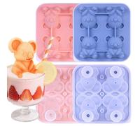 CHSEEO Koala Ice Cube Tray 2x4-Cavity 3D Silicone Moulds with Lid for Freezer, One-Piece Mini Funnel for Easy Water Filling and Demoulding, Whisky Ice Ball Mould for Chocolate Jelly Pudding Molding
