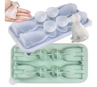 CHSEEO Labrador Ice Cube Tray 2x4-Cavity 3D Silicone Moulds with Lid for Freezer, One-Piece Mini Funnel for Easy Water Filling and Demoulding, Whisky Ice Ball Mould for Chocolate Jelly Pudding Molding