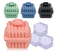 CHSEEO Large Ice Cube Tray for 1.96" Cube Making, 4Pcs 3D Silicone Moulds with Lid for Freezer, One-Piece Mini Funnel for Easy Water Filling and Demoulding, Homemade Whisky, Cocktail Ice Ball Mold