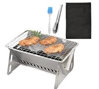 CHSEEO Portable Stainless Steel 2 in 1 Collapsible Fire Pit & Grill, Foldable BBQ for Camping, Picnic, Terrace, Garden with Carrying Bag