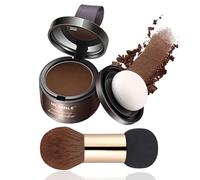 CHSEEO Root Touch Up Hairline Powder Hair Cover up - 3 Brush Heads, Instant Grey Hair Coverage, Women & Men's Portable Sweatproof Hair Concealer, Multi-purpose for Eye Shadow & Contouring - Dark Brown