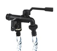 CHSEEO Upgraded Double Garden Taps Water Faucet, 1/2 Inch Inlet and Two 3/4 Inch Outlet Hose Splitter, Rust and Frost Resistant Outside Tap Splitter for Garden, Washing Machine