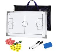 CHSEEO White Reusable Coaching Board, Aluminium Waterproof Magnetic Football Whiteboard, with Tactical Pen, Dry Erase & 27 Markers, Double Sided Design Full-Court and Half-Court, 43 x 30.5 CM