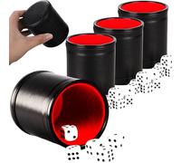CHSG 4Pack Leather Dice Cup with 20 Dices, Velvet Interior, Quiet in Shaking, Playing Games-Premium Game Set for Family Fun, Yahtzee, Parties & Game Nights and Liars Dice Farkle Games