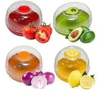 CHSG 4PCS Fruit And Vegetable Storage Boxes, Covered Design, Preservation To Prevent Cross Contamination, Storage Containers Set For Fridge, Reusable, Lemon, Tomato, Avocado, Onion Storage Container