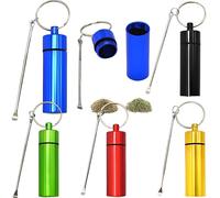CHSG 5 Pcs Aluminum Pill Box, Size 6 * 4 * 2cm, Weight 30g, Portable Mini Snuff Box, Red Black Blue Green Gold 5 Colors, There are Shrink Spoons, Travel Medication Organizer for Outdoor