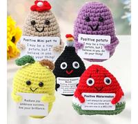 CHSG 5PCS Emotional Support Souvenirs, Funny Crochet Positivepresents, Mini Pocket Hug Presents, Feeling Encourage Plant Knitted Positivity Souvenirs For Friends Family Office Party Decoration