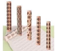 CHSG 5Pcs Wood Clay Roller Pattern Modeling, Clay Extruder, Pottery Pattern Roller, Wood Hand Rollers, for Pottery Clay, Baking Playdough, Family DIY, Biscuit Printing and Handcrafts