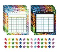 CHSG 60 Incentive and Reward Forms, 60 Star Stickers, Self-Discipline Plan, Self-Adhesive Sparkling Star Stickers,Self Discipline Plan, Family, Children's Reward Table Decoration