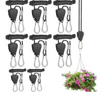 CHSG 8 Pack Heavy Duty Ratchet Hangers, Ropes 1/8" Ratchet Hangers 2m, for Grow Room Equipment Maximum Capacity Up 50 kg, Awning Grow Light RopeHangers for Plant Fan, Lift Lanyard LED Rope