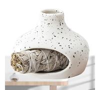 CHSG Ceramics Incense Burner Holder, Sage Holder for Burning, Coil Incense Cones, Smudge Bowl, Smudge Sticks, 4.7 * 1.4 * 3.1Inch Palo Santo Sticks, for Meditation Yoga Room(White)