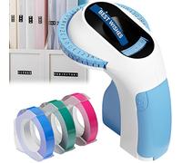 CHSG Embossing Label Maker Machine, with 3 Rolls Emboss Tapes, E975 3D Portable Embossing Label Machine, Embossed Maker Handheld, for Home, Office and Child DIY(Blue)